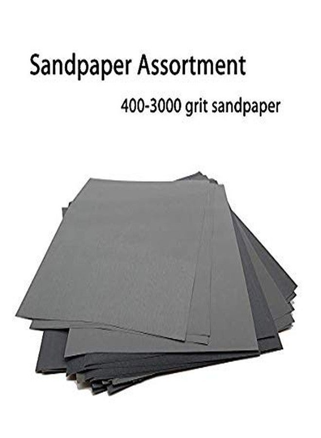 SANDCASTLE ورق صنفرة كربيد السيليكون من ساندكاسل، للاستخدام الرطب والجاف، بدرجات خشونة 400، 600، 1000، 1500، 2000، 2500، 3000، مناسب لصنفرة السيارات وتلميع المعادن والخشب | أسود | مجموعة من 24 ورقة - Image 2